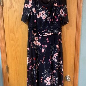 Jessica Howard Navy and Pink Floral Midi Dress